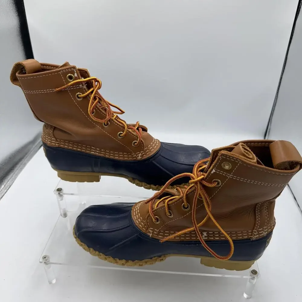 L.L. Bean Bean Boots Mens Size 9.5 Brown Leather Duck Rain Boots Waterproof